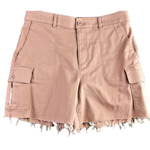 Loft Women's Size 4 Cargo Shorts Pink Cotton Raw Hem Baggy Whimsigoth Y2K